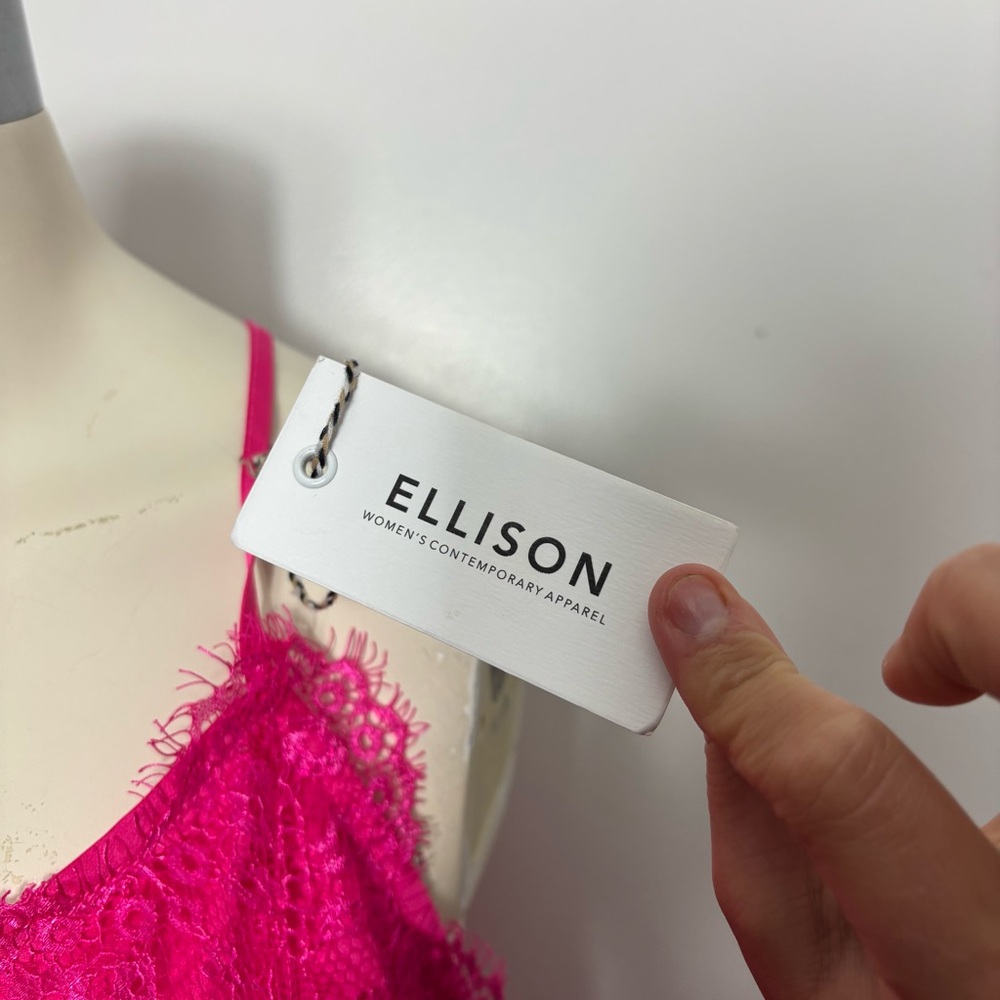 NWT Ellison hot pink Lace Trim Cami Top - Picture 4 of 6